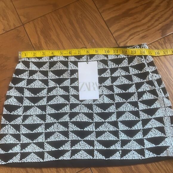 NWT Zara Monochrome Geometric Beaded size XS woman mini Skirt - Picture 5 of 8